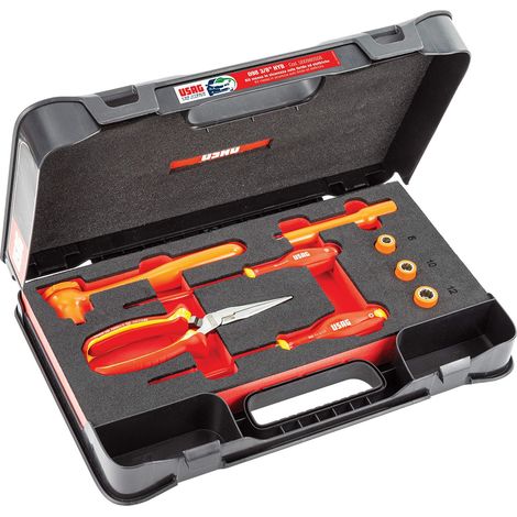 USAG - 098 3/8 Assortimento utensili isolati per messa in sicurezza auto ibride ed elettriche (1/3)