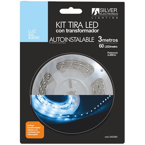 Kit Strip Led 3m 12v 4,8w/m Light Dia 4000k Ip20 Inklusive Netzteil 230v 240360