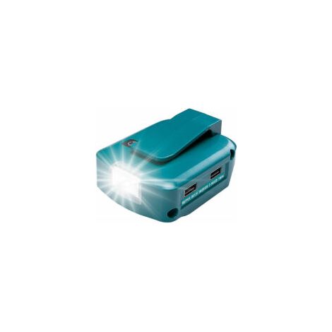 Netzteil ADP05 für Makita 14–18V Lithium-Ionen-Akkus, Carivent USB-Handyladegerät mit zwei USB-Anschlüssen, einem 12V-Gleichstromanschluss und einer 3W-LED-Taschenlampe