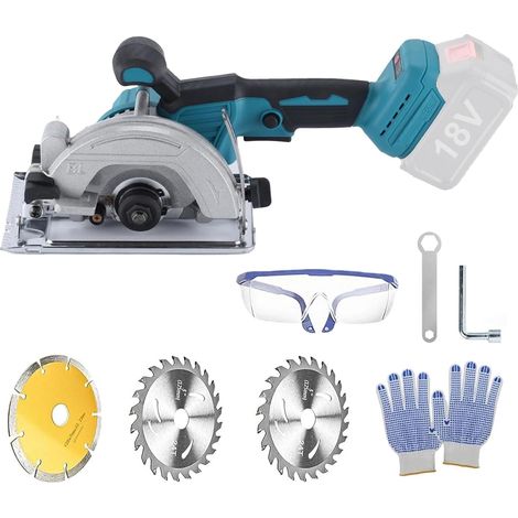 Mini Scie Circulaire Sans Fil pour 18V, Scies Circulaires électriques Sans Brosse, 125mm 3 Lames, Scie Circulaire sans fil 0-45° pour Bois, Métaux Mous et Plastiques (Batterie non Incluse) (1/5)