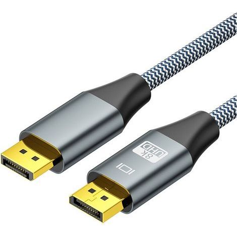 Convient aux câbles DP1.4 8K 60 Hz, aux câbles DP 4K 144 Hz et aux câbles audio/vidéo HDR blindés 32 Gbit/s convient aux ordinateurs portables, aux téléviseurs et aux projecteurs longueur : 1,5 mètr (1/5)