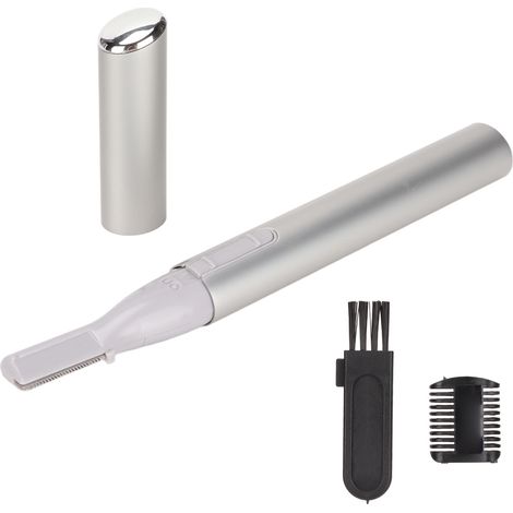 Tondeuse à sourcils électrique haute précision, rasoir pour le visage, les lèvres et le nez, finition argentée (1/5)