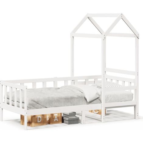 Maison Exclusive - Tagesbett mit Dach Weiß 80x200 cm Massivholz K