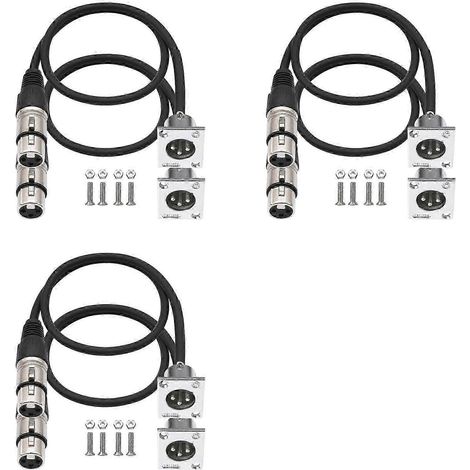 Lot de 6 câbles XLR de type D, connecteur traversant, XLR mâle-femelle pour boîtier de scène haut de gamme, panneau de brassage, montage sur panneau QAQ (1/5)