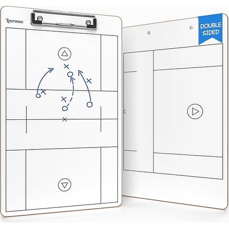 Tableau Blanc Réutilisable - 15 x 9 Pouces - Double Face avec Terrain Complet et Feuille de Marque - Pour Entraîneurs de Crosse - 1 Pièce (1/3)