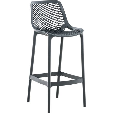 Tabouret de bar avec repose-pieds design moderne plastique gris foncé intérieur ou extérieur 100000038 (1/5)