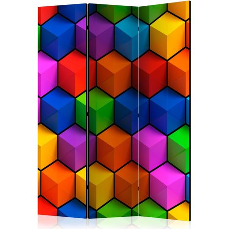 Paravento - Colorful Geometric Boxes [Room Dividers] - 135x172 (1/4)