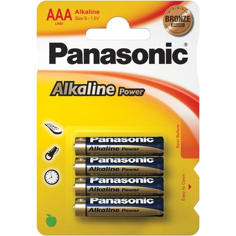 Blister da 4 pile alcaline 1,5V Panasonic "Alkaline Power" - ministilo, AAA, LR03, MN2400 (1/2)