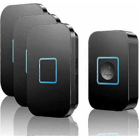 Sonnette sans fil, kit de sonnette sans fil, sonnette extérieure étanche IP55, portée de 400 m, avec 3 récepteurs enfichables, 60 Walkbee 7218 B-AquaForge