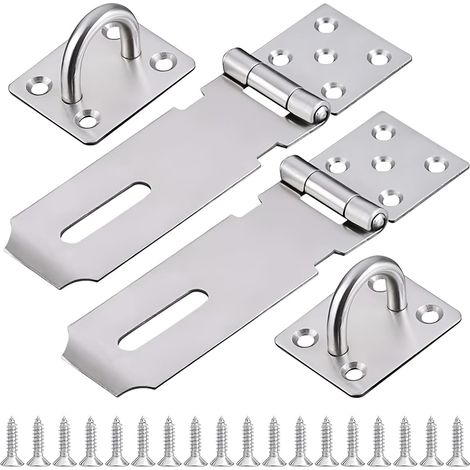 4 Pièces Moraillon Porte Cadenas,Loquet Cadenas,Loquet de Cadenas,Loquet Porte Exterieur Argent,Loquet de Porte avec Vis