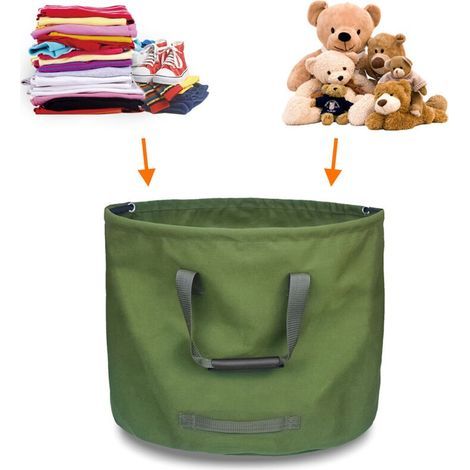 Faltbarer Gartenabfallsack (238 Liter) – Wasserabweisendes Canvas – 46 x 55 cm – Mit Verschlussschlaufe – Tragegriffe (1/5)