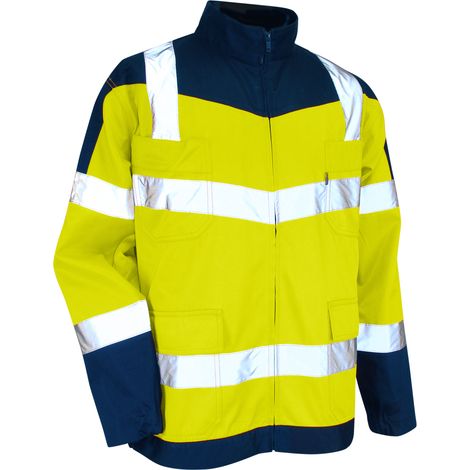 Giacca da lavoro bicolore HV PRECAUZIONE - MARINE/GIALLO FLUO 3XL - 7