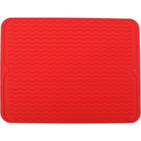 Tapis D'égouttage en Silicone, Antidérapant Tapis Égouttoir, Tapis D'évier, Résistant à la Chaleur Tapis de Séchage en Silicone, Tapis égouttoir de Comptoir, pour Cuisine(40×30CM rouge)