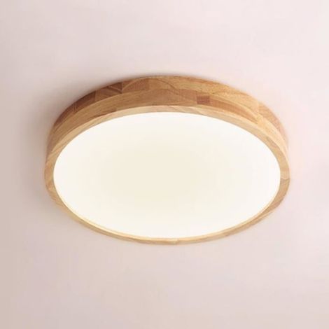 1 Plafonnier LED Rond Bois 12W Lumière Neutre 4500K Acrylique Salon Chambre Couloir (1/5)