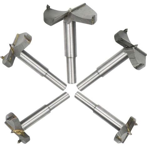 5pcs Meche a Bois Forstner, Diametre 35/40/45/50/60mm, Foret Fraise Carbure Pour Faconner Trou Travail du Bois, L'installation de Portes Sphériques Bois, Tiroirs, Plastique, Contrepla (1/3)