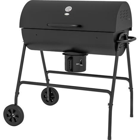GagaBarbecue au charbon de bois BBQ avec couvercle, grille et thermomètre, avec roues, poignée, 95 x 71,5 x 102 cm, noir (1/5)