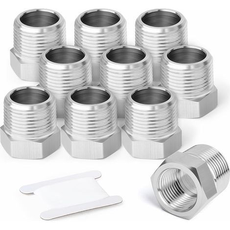10 pcs 304 Douille hexagonale réductrice en acier inoxydable, 3/8" BSP mâle à 1/4" BSP femelle tuyau, réducteur d’adaptateur de raccord convertisseur (1/5)