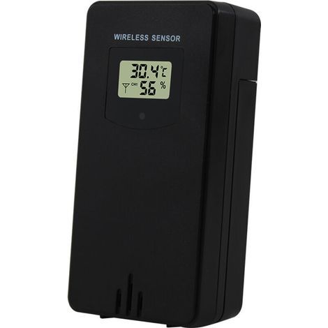 Capteur Intelligent Portée de Transmission de 60 M Capteur de Station Météo IPX4 Capteur de Température et d'humidité étanche Compatible avec E24271 pour Bureau Suspendu (BLACK)