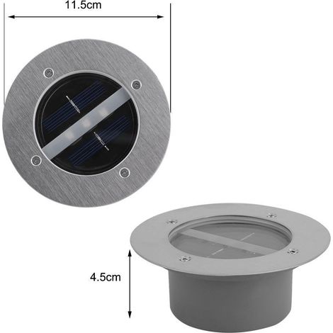 Lampe encastrée solaire en inox, luminaire jardin paysager étanche pour extérieur allée et décoration