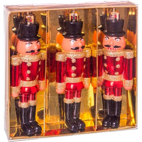 Set de 3 décorations de Noël soldats rouges casse-noisette - 13cm (1/3)