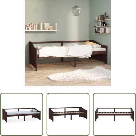 vidaXL Schlafsofa -  Tagesbett 3-Sitzer Dunkelbraun Massivholz Kiefer 90x200 cm (1/5)