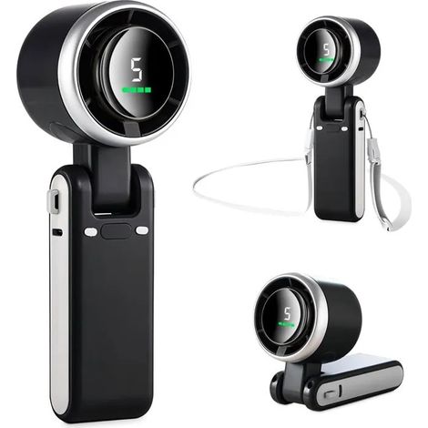 Ventilateur Portable - - Mini Ventilateur - 5 Vitesses - 6000mAh - Noir (1/5)