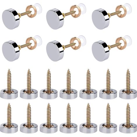 Spiegelschrauben mit dekorativen Unterlegscheiben, polierte Chrom-Schraubenkappen, Nägel für Badezimmer, Kleiderschränke, Spiegel und Schrankdekoration, 16 mm, 20 Stück (1/5)