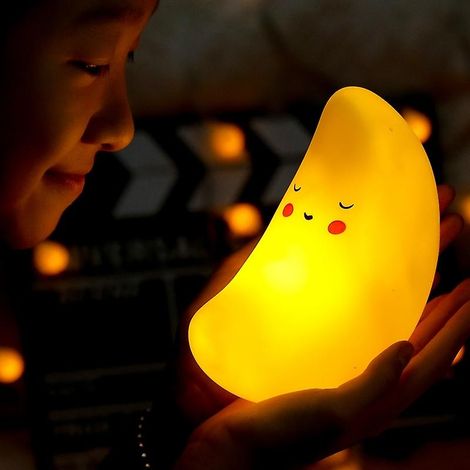 Lot de 2 lampes de chevet lumineuses en forme de lune pour enfants, lampe décorative LED à rabat pour le bureau, la maison ou les fêtes. (1/5)