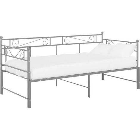 Cadre de canapé-lit extensible (matelas non inclus), métal gris, 90 x 200 cm (1/5)