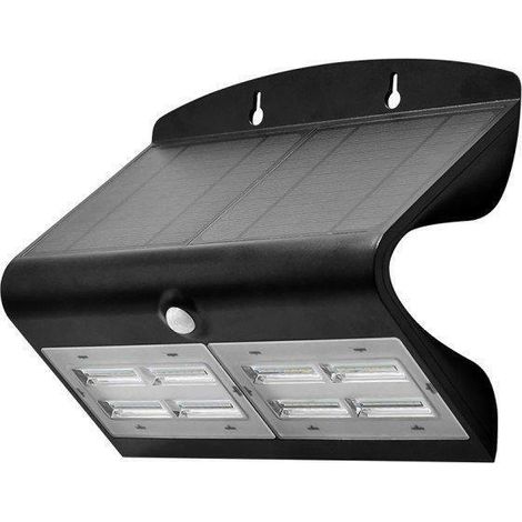 V-TAC Lampada LED Solare da Muro a Batteria 6,8W Sensore PIR Nero Bianco Naturale IP65