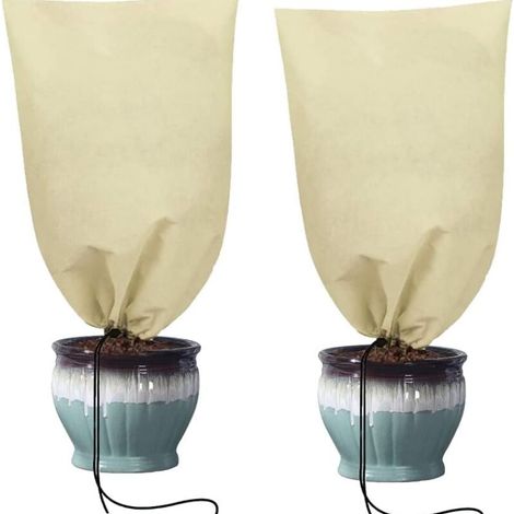 Voile d Hivernage, 2pcs Voile d'Hivernage, Housses de Protection pour Plantes, avec Cordon de Serrage Voile d'hivernage, Peut être Froid, Résistant aux Intempéries, Chaud, Réutilisable(80  120cm)