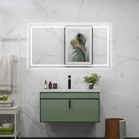 Aica Sanitarios Espejo de baño con luz LED,espejo rectangular,140 x 70 cm,luz blanca+ brillo ajustable+ antivaho+ funciñon de memeoria agapada
