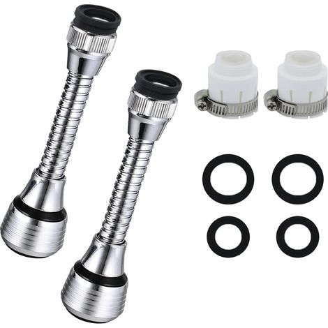 2 Pièces Rallonge Robinet, Rotation 360 Degrés, Économiseur D'eau, Accessoire Évier Cuisine (1/5)