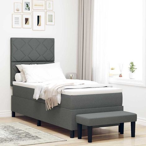 Boxspringbett mit Kopfteil Dunkelgrau 80 x 200 cm Stoff (1/5)