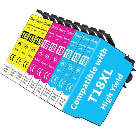 9-Pack 18XL Cartouche d'encre Compatible pour Epson 18 Epson 18XL pour Expression Home XP-205 XP-215 XP-225 XP-305 XP-312 XP-315 XP-322 XP-325 XP-405 XP-412 XP-415 XP-422 XP- 425 (1/5)