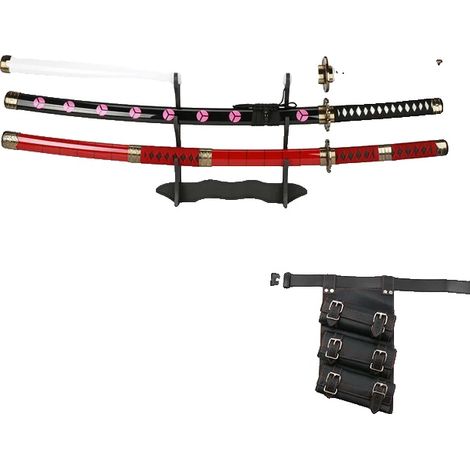Épées de Roronoa Zoro, faites à la main, style anime japonais, lot de 3 (1 image) (1/2)