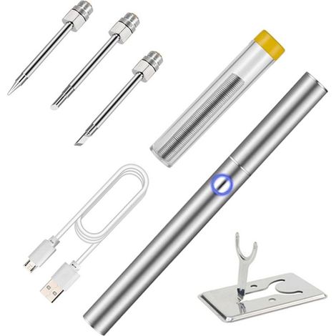 Ensemble de pistolets de soudage Letcon portables, chargement USB, sans fil, batterie intégrée, composants électroniques à souder, avec 3 têtes de soudage, support en métal, température réglable, prot (1/5)