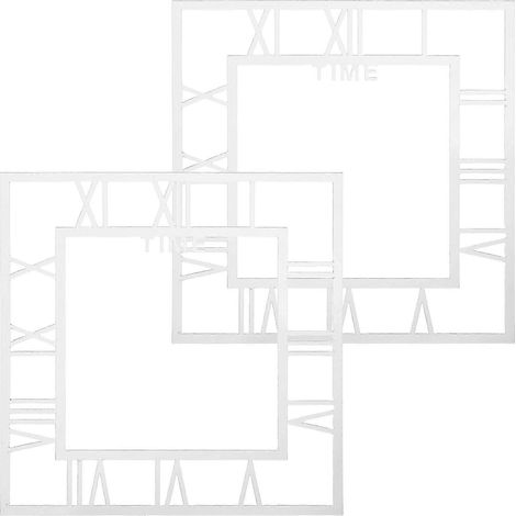 Lot de 2 autocollants carrés pour horloge miroir - 20 x 20 cm, autocollants décoratifs pour horloge murale avec chiffres romains, pour salon, bureau ou chambre - Décoration minimaliste (1/5)