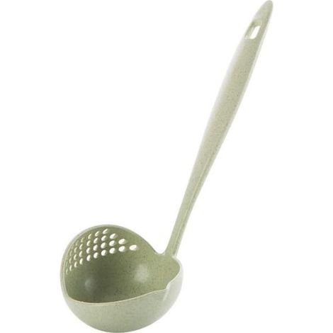 SABIR-Louche à soupe 2 en 1 avec long manche, filtre anti-brûlure rond, passoire, égouttoir de cuisine (1/4)