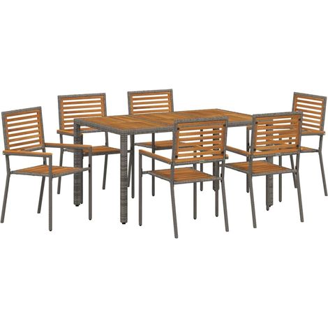 Maison Exclusive - Set da Pranzo per Giardino 7 pcs Grigio e Marrone polyrattan (1/5)