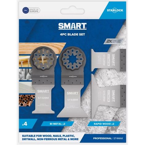 Smart ST4MAK Multi Tool Star Lock Blade 4pc Starlock Set Bi-Metal Rapid Blades (1/3)