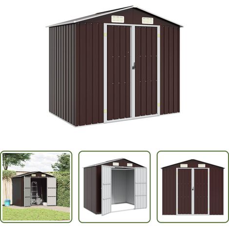 vidaXL Abri de jardin en acier galvanisé - Abri de jardin Marron 205x129x183 cm Acier galvanisé (1/5)