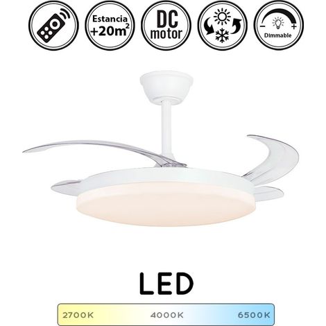 Ventilador de techo con luz silencioso DC con mando Milky XL blanco 120 cm invierno-verano color luz regulable (1/5)