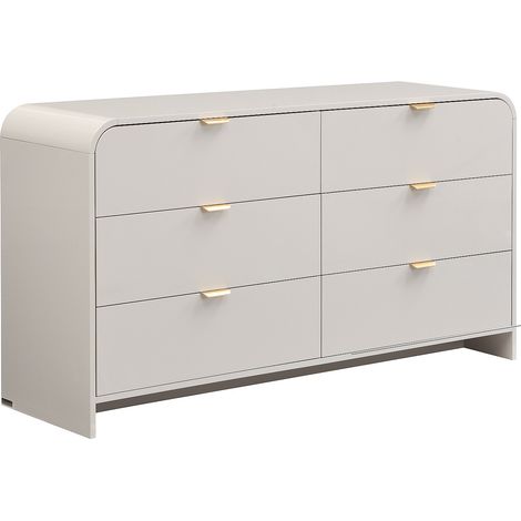 Cassettiera 6 cassetti MDF Beige e dorato - ORALINO