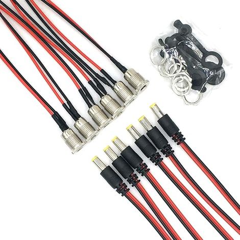 DC Power Jack Socket Female 5.5 x 2.1 mm Contact Switch Low Voltage Hollow Plug Male Cable (1/5)