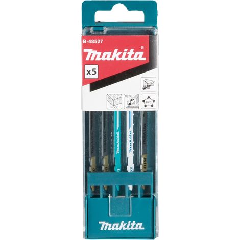 Makita – Pack de 5 lames multimatériaux pour scie sauteuse – 2 lames bois S-Express B-50, 1 lame métal B-51, 1 lame bois et métal B-52, 1 lame laminé B-53