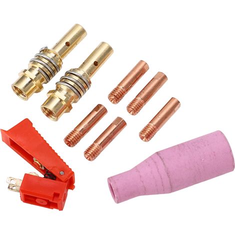 9Pcs Kit Accessoires Torche TIG Soudage Argon, Interrupteur Gâchette, Buse Céramique, Tige de Connexion, Embout de Contact (1/5)