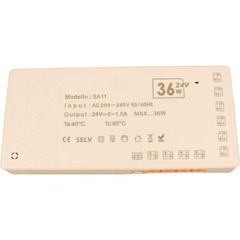 Trasformatore LED 24V 36W per mobili, 10 uscite senza polarità, con spina EU