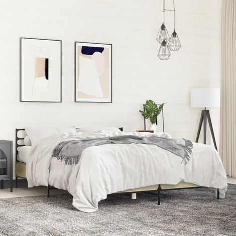 Bettgestell Sonoma-Eiche 160x200 cm Holzwerkstoff und Metall