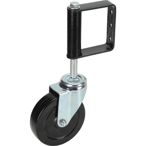 Roulette de portail à ressort, robuste, silencieuse, en caoutchouc, avec frein tubulaire à 3 trous, 12,7 cm (5 po)